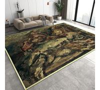 Impressionism Non Slip Small Rug 50x80 cm 3D Modern Art Washable Flannel Rug Breathable Bedside Floor Mat for Bedroom Entryway Q-483