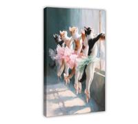 Impressionist Ballet Cat Art Canvas Poster Bedroom Decor Landscape Office Room Decor Gift 16x24inch(40x60cm)