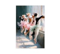 Impressionist Ballet Cat Art Canvas Poster Bedroom Decor Landscape Office Room Decor Gift 16x24inch(40x60cm)