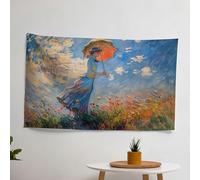 Impressionist Claude Monet Woman With A Parasol Wall Tapestry - Vibrant Ranforce Fabric, Certified, Sublimation Print - Bedroom, Living Room, Dorm Decor
