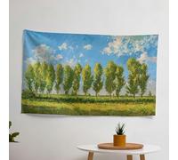Impressionist Glass Wall Art - Claude Monet's Poplar Trees Meadow Wall Tapestry - 100% Cotton Back - Certified - Vibrant Colors - Lightweight Fabric Decor