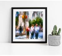Impressionist New York City Stunning Framed Wall Art Picture Print Square - 25cm wide x 25cm high - Black Frame