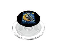 Impressionist Opossum on Crescent Moon Starry Night Style PopSockets PopGrip for MagSafe