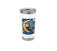 Impressionist Opossum on Crescent Moon Starry Night Style Stainless Steel Insulated Tumbler