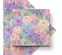 Impressionist Pastel Floral Wedding Wrapping Paper, Thick 120GSM Folded Kraft Wrapping Paper Sheets, Peony & Hydrangea Gift Wrap for Bridal Shower, Dreamy Garden Romance