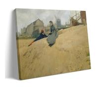 Impressionist Poster of Santiago Rusiñol's On Campaign - Wall Art Featuring Figures, Sandy Terrain, Windmill And Construction Site Elements Decorative Painting Canvas Wall Art Living Rooms Bedroom Pai