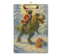 Impressionist Santa Pug on T-rex Nurse's clipboard Hard Board for Teacher Nursing Size 9 x 12