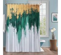 Impressionist Shower Curtain with 12 Hooks Gold Green Gary Oil Painting Color Block Waterproof Fabric Shower Curtains Sets for Bathroom Bath Decorations, Machine Washable, 48"x72"