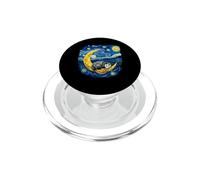 Impressionist Starry Night Opossum Sleeping on Crescent Moon PopSockets PopGrip for MagSafe