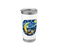 Impressionist Starry Night Opossum Sleeping on Crescent Moon Stainless Steel Insulated Tumbler