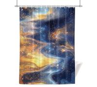 Impressionist Style Shower Curtain for Bathroom, Modernism Blue Yellow Water Ripple Waterproof Cloth Fabric Bathroom Accessories Set with 12 Rust Proof Plastic Hooks, 66” x 72”