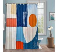 Impressionist Style Shower Curtain with 12 Hooks Abstract Yellow Blue Collage Art Waterproof Fabric Shower Curtains Sets for Bathroom Bath Decorations, Machine Washable, 48"x72"