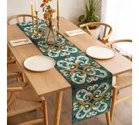 Impressionist Style Table Runner 13x36 inch Green Flowers Modernism Touch Cotton Linen Dining Table Runner Ideal for Dresser Kitchen Coffee Tables - Machine Washable