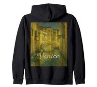 Impressionist Venice Canal Night Scene Bridge Gondolas Zip Hoodie
