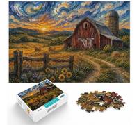 Impressionistic Barn and Hay Bales Painting Jigsaw Puzzle, 1000 Piece | For rainy days at home: Adult jigsaw puzzle with 1000 pieces supports a slower, more focused form of entertainment.