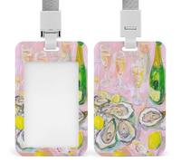 Impressionistic Fresh Oysters on Plate Lemon ID Badge Holder Retractable Clip Card Holder Card Protector Name Badge Name Tag for Work Office Doctor Nurse