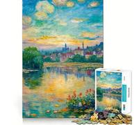 Impressionistic Lake Scene Painting Jigsaw Puzzle 1000 Piece Calm Game Serene Game Joyful Challenge (50x75cm)