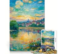 Impressionistic Lake Scene Painting Jigsaw Puzzle 1000 Piece Calm Game Serene Game Joyful Challenge (50x75cm)