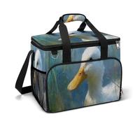 Impressionistic White Duck Camping Cooler Bag Insulated Beach Coolers Portable Leak Proof Bags with Shoulder Strap