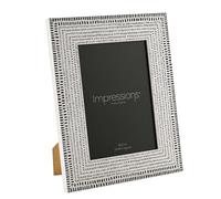 Impressions 5x7 Black & White Photo Frame by Juliana - Modern Silver Patterned Picture Frame for Tabletop or Wall Display - Stylish Contemporary Home Décor Gift