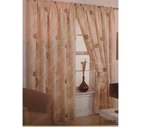 Impressions 66" X 90" Fleur Floral Lined Curtain Set Natural Linen 100% Polyester Living Room Pencil Pleat