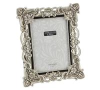 Impressions - Antique Silver - Floral Resin Frame with Crystals - 5" x 7"