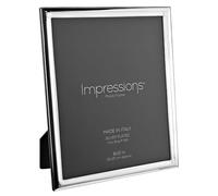 Impressions By Juliana - 8" x 10" - 999 Silver Narrow Classic Photo Frame | Self Standing Rectangular Photo Picture Frame with Wood Easel Back & Glass Front - Made In Italy
