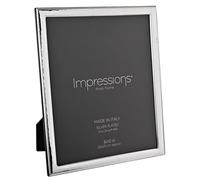 Impressions By Juliana - 8" x 10" - 999 Silver Narrow Rock Photo Frame | Self-Standing Rectangular Photo Picture Frame with Wood Easel Back & Glass Front - Made In Italy