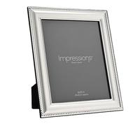 Impressions by Juliana Silver Plated Self Standing Patterned Edge Rectangular Photo Picture Frame - 8" x 10". Single Aperture with Velvet Easel Back and Glass Front.