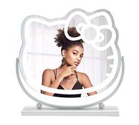 Impressions Vanity Hello Kitty Kawaii Desk Mirror with Lights and Adjustable Tilt, Multi Color Changing LED Strip Lighted Makeup Mirror with Touch Sensor Dimmer Switch for Desk