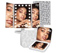 Impressions Vanity Hello Kitty Lighted Makeup Mirrors Bundle, Supercute Trifold and Compact Mirror with LED Lights, Magnification, Touch Screen, Travel Accessories Portable Hand Mirror (White)