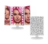 Impressions Vanity Hello Kitty Trifold LED Mirror, Desk Mirror with Lights and Touch Sensor Switch, Lighted Makeup Mirror with 2X and 3X Magnifying (White)
