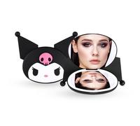 Impressions Vanity Kuromi LED Compact Mirror for Purse, Travel Lighted Makeup Mirror with 3X Magnification, Adjustable Brightness, Soft Touch Sensor Button, and Kuromi Figural Shaped Design