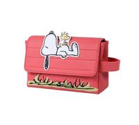Impressions Vanity Peanuts SNOOPY House Cosmetic Pouch with Figural Design of Snoopy Doghouse, Snoopy Applique Makeup Organizer with Peanuts Snoopy Artwork, Faux Leather Side Handle, Golden Hardware