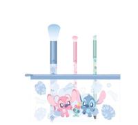 Impressions Vanity Stitch 3 PCs Makeup Brush Set with Zippered Bag, Aluminum Ferrule 3 Colors Handle Soft Bristles Makeup Brushes for Foundation, Face Powder, and Liner Application