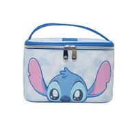 Impressions Vanity Stitch Peekaboo Makeup Train Case with Zipper Compartment, Brush Holder Pocket, Top Handle Carry Strap Makeup Bag with Slip Pocket and Silver Hardware Travel Makeup Organizer