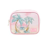 Impressions Vanity Stitch Sunset Cosmetic Bag for Travel, Faux Saffiano Leather, Stitch Printed Artwork Makeup Bag for Women with Lined Interior, Slip Pockets, Makeup Pouch with Gold Hardware
