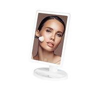 Impressions Vanity Touch Ultra Dimmable LED Makeup Mirror, Tabletop Lighted Cosmetic Mirror with 360 Degree Rotation, Touch Sensor, Catchall Storage and Double Power Supply (White)