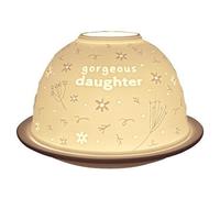 Impressions Xpressions Gorgeous Daughter White Porcelain Tea Light Shade With Engraved Floral Detailing, 12 X 6 X 10.5 Cm
