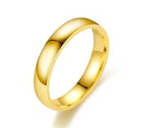 IMPRESSIVE Anillos De Matrimonio La Argolla Alianza De Boda Casamiento Pareja Hombre Mujer 4mm Acero Inoxidable Oro Laminado Stainless Steel Wedding Bands For Men And Women, Stainless Steel, No