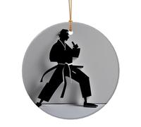 Impressive Karate Men Print Christmas Ceramic Crafts Orenament for Christmas Winter New Year Party Hanging Decorations