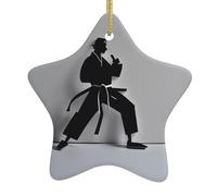 Impressive Karate Men Print Christmas Ceramic Star Ornament, Easy Hanging Decor For Tree & Home Holiday Decorv