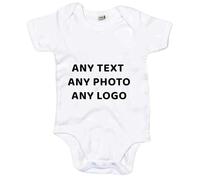 IMPRESSLEY Personalised Bodysuit with Custom Text or Photo, Custom Baby Grow Vest, Short Sleeve Baby Outfit, Unique Gift for Announcements or Gender Reveal