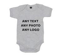 IMPRESSLEY Personalised Bodysuit with Custom Text or Photo, Custom Baby Grow Vest, Short Sleeve Baby Outfit, Unique Gift for Announcements or Gender Reveal