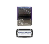 Imprint 11 38 x 14mm - 2 Line Custom Stamp with Blue Ink Personalised Self-Inking Business Address Rubber Stamp Design 4U