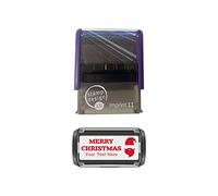 Imprint 11 Personalised Christmas Self Inking Rubber Stamp - Santa Hat and Beard Image and Message in Red Ink