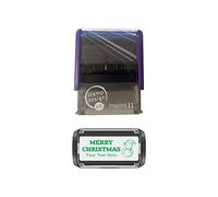 Imprint 11 Personalised Christmas Self Inking Rubber Stamp - Snowman Image and Message in Green Ink