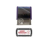 Imprint 11 Personalised Christmas Self Inking Rubber Stamp - Snowman Image and Message in Red Ink
