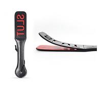 Imprint BDSM Paddle with Reverse Text (Slut), BDSM Impression Paddle for Couples, Fetish Whip with Ipression Text, Black Faux Leather Sex Toys for Couples
