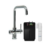 Impromta Biometric Fingerprint 3-in-1 Instant Hot Water Kitchen Tap Kit - Chrome Square Neck - Secure Boiling Water Tap System